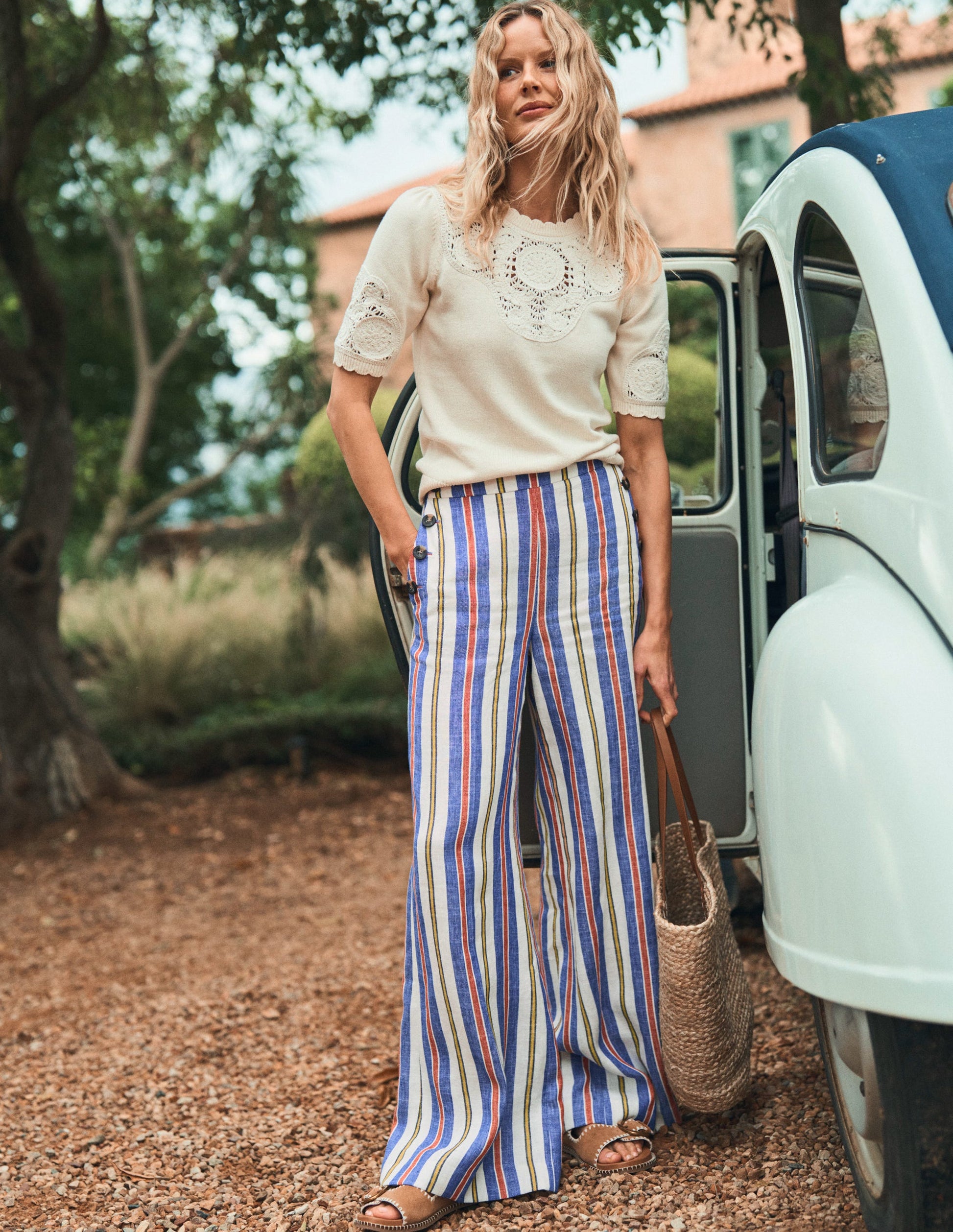 Embroidered Yoke Knitted Tee-Warm Ivory-2