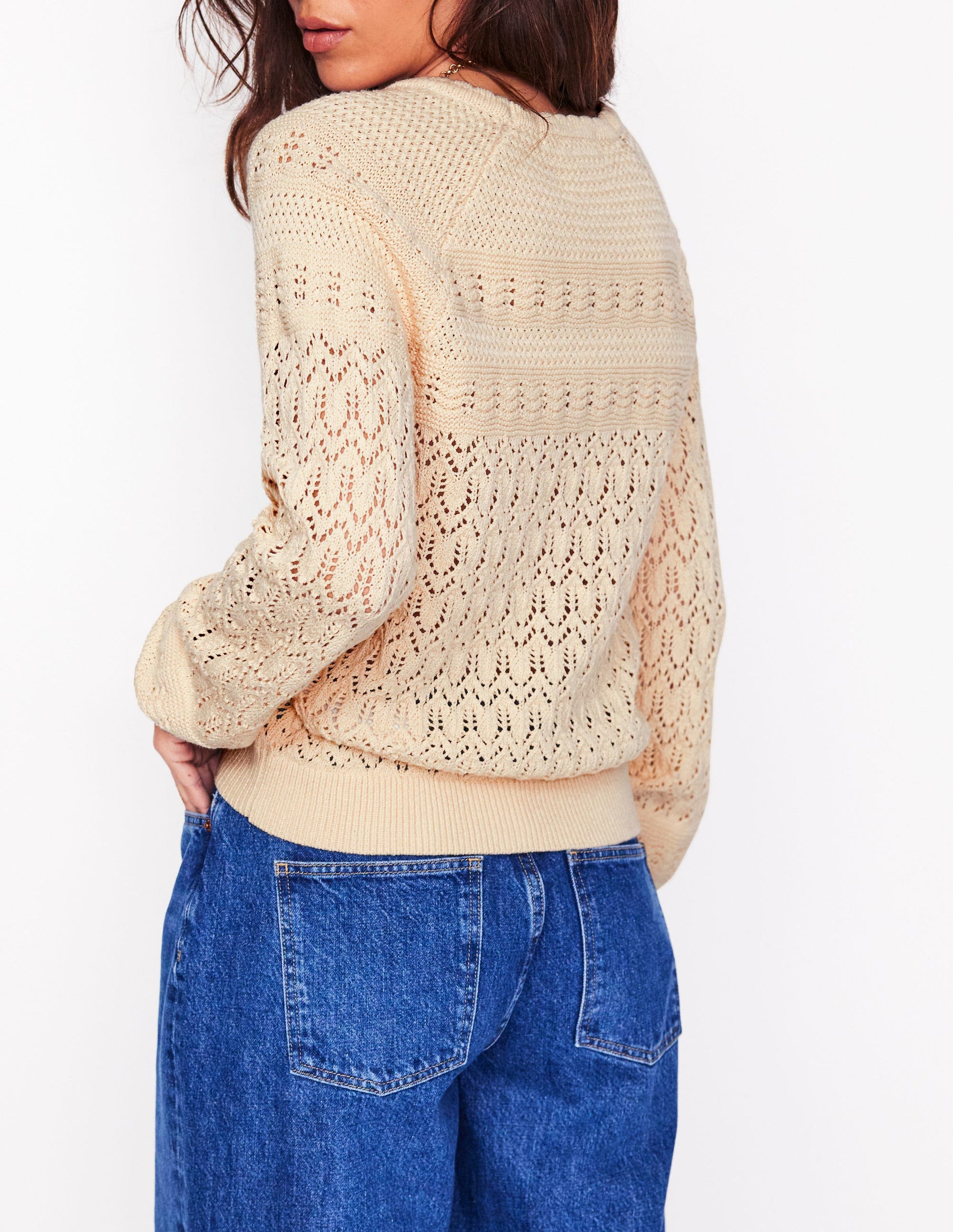 Elodie Stitch V-Neck Cardigan-Warm Ivory-3