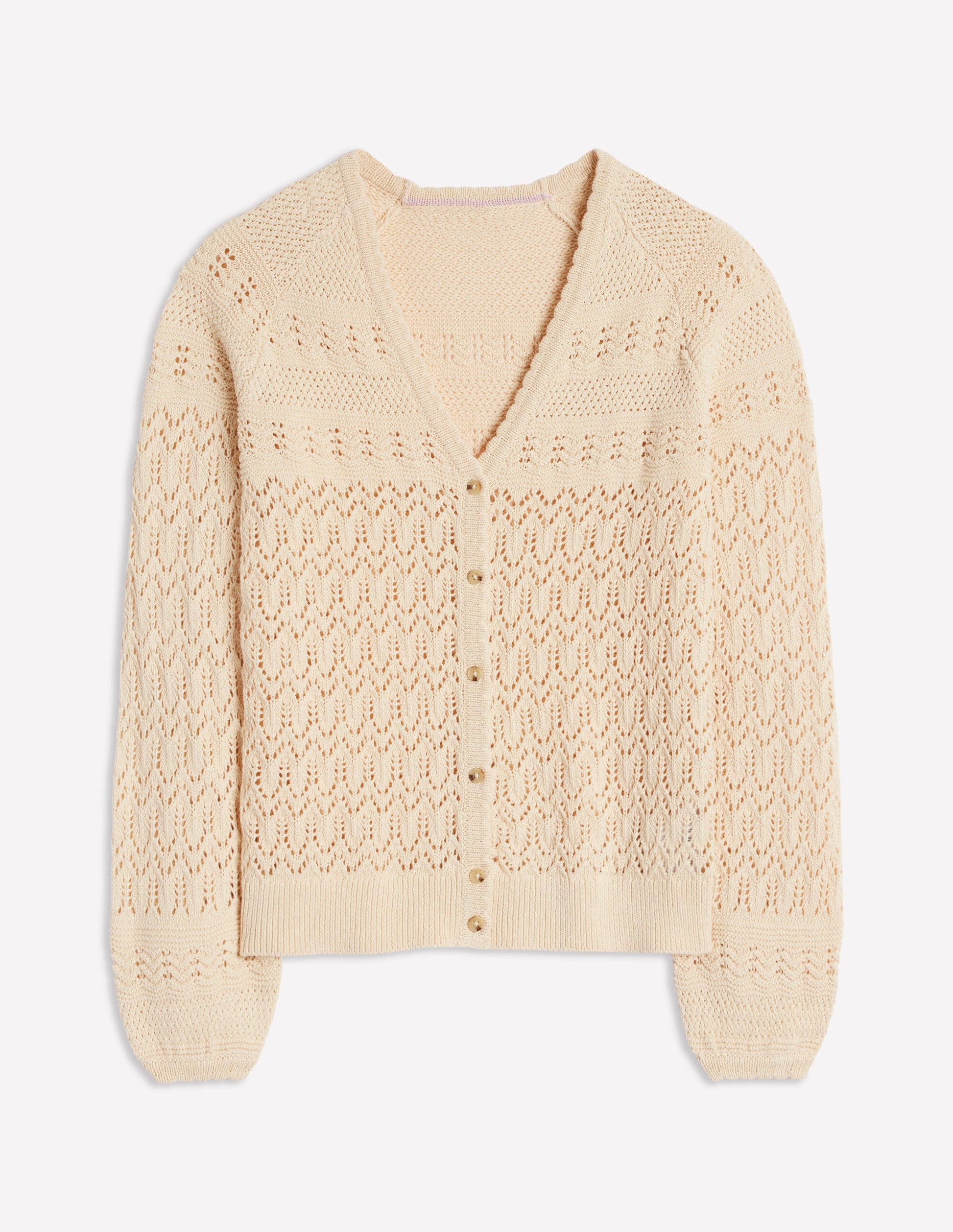 Elodie Stitch V-Neck Cardigan-Warm Ivory-5