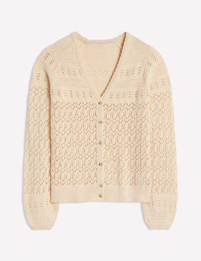 Elodie Stitch V-Neck Cardigan-Warm Ivory-5