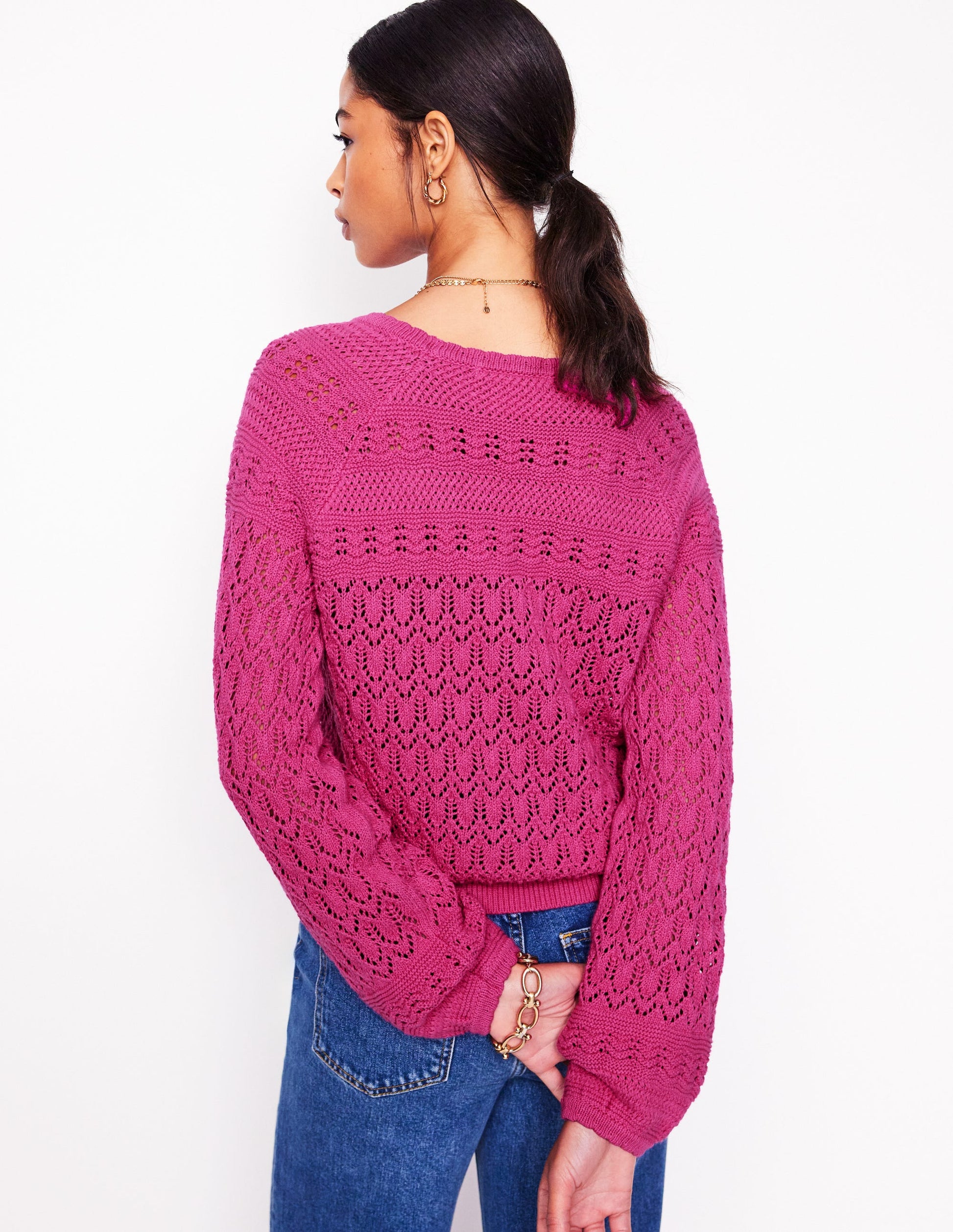 Elodie Stitch V-Neck Cardigan-Purple Damson-3