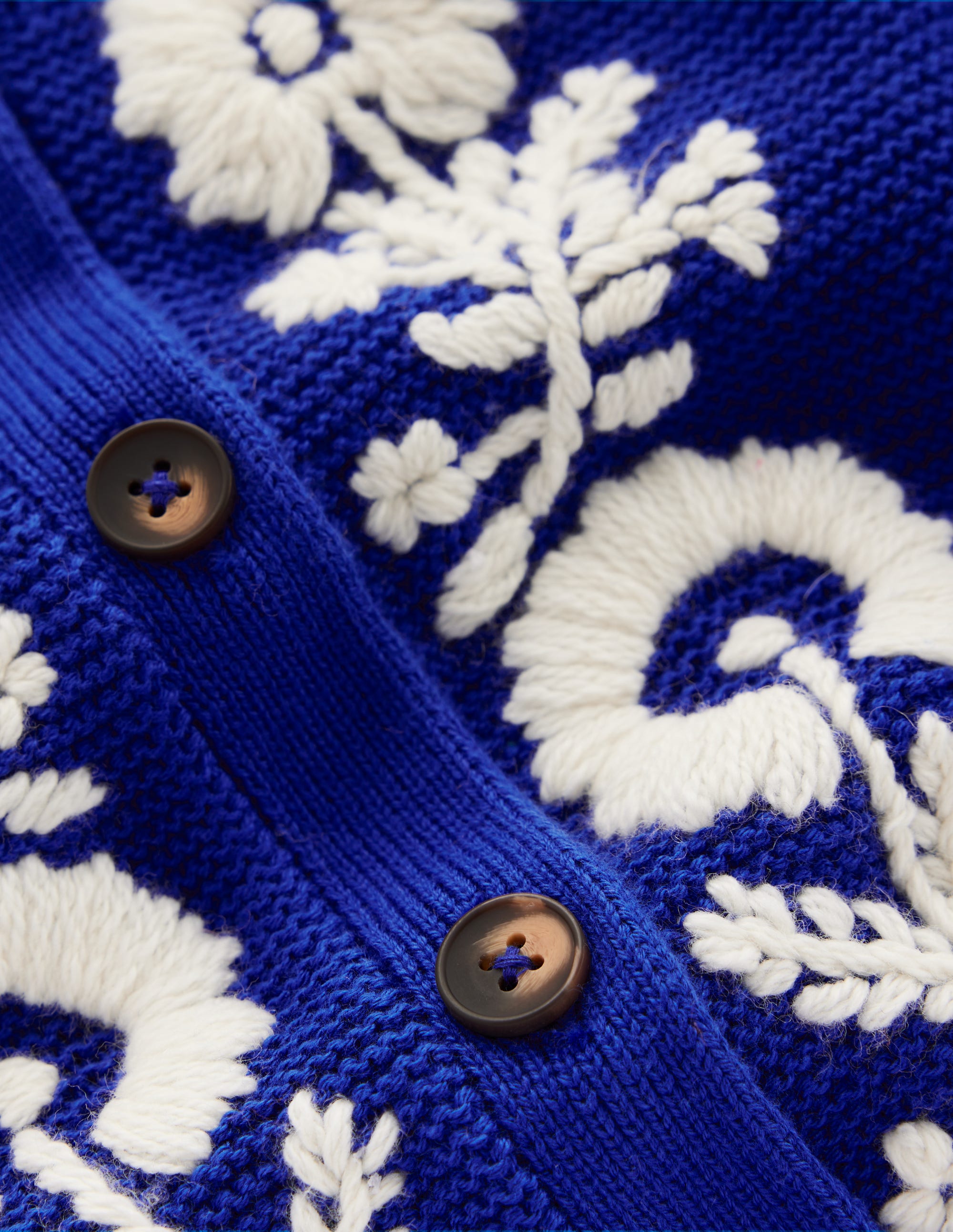 Embroidered T-Shirt Cardigan-Bright Blue, Flowers - Image 7