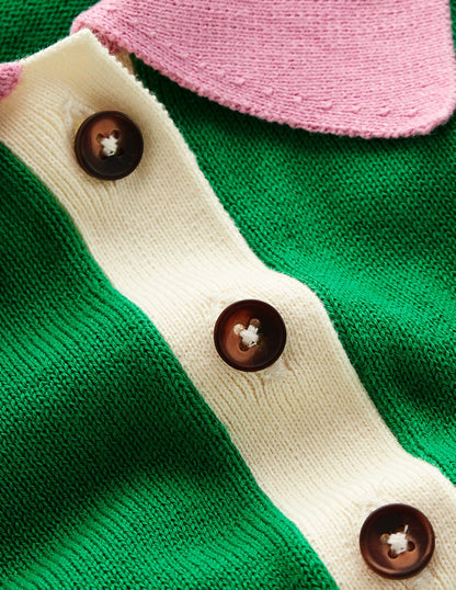 Lara Relaxed Cotton Henley Top-Rich Emerald Colour Block-6
