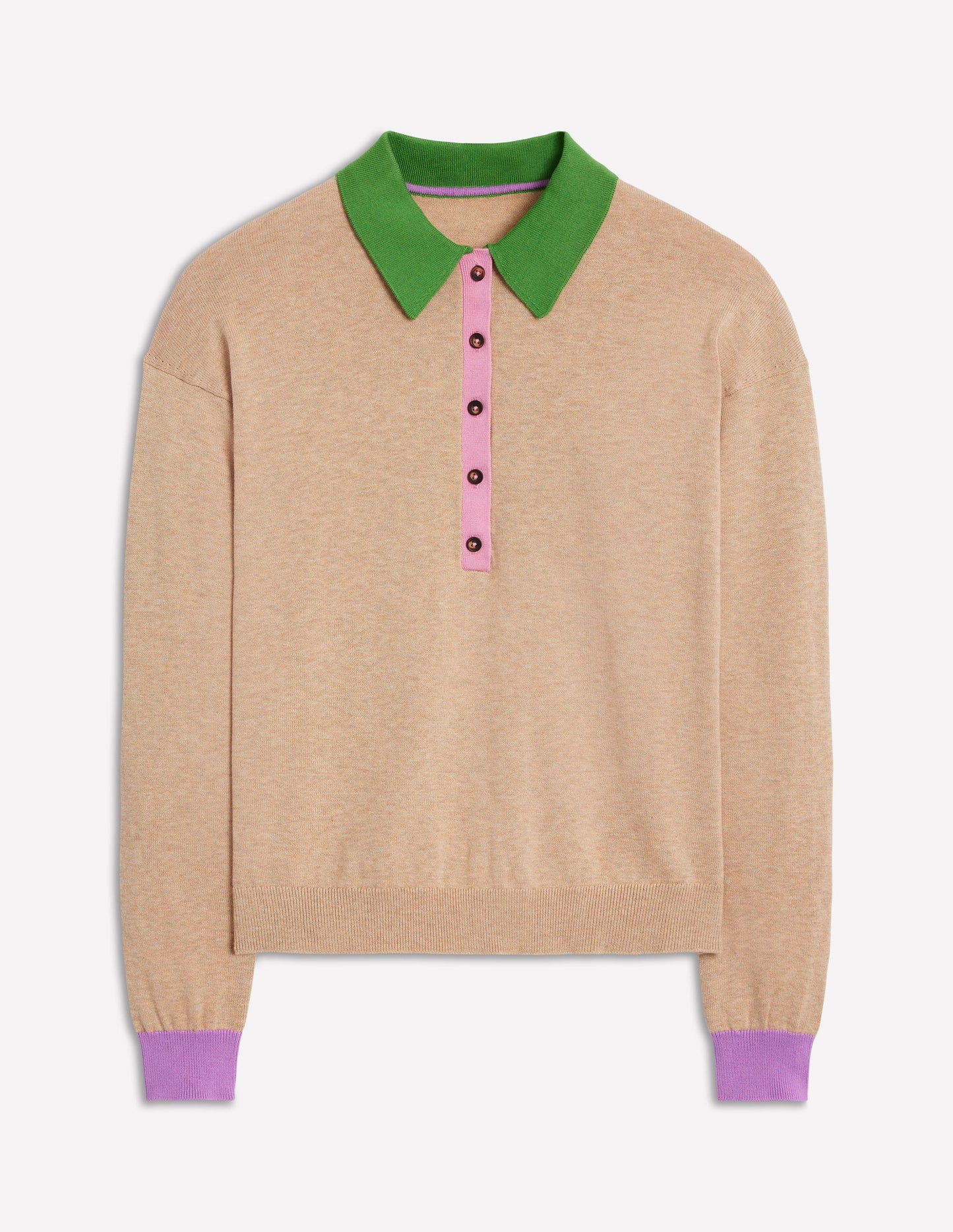 Lara Relaxed Cotton Henley Top-Chinchilla Melange