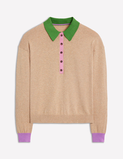 Lara Relaxed Cotton Henley Top-Chinchilla Melange-5