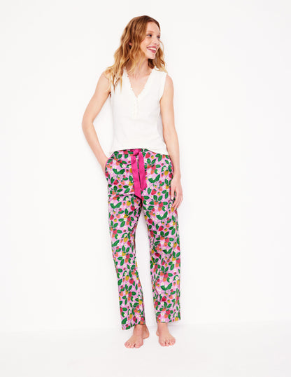 Cotton Sateen Pyjama Trousers-MeadowsweetPink Fruit Paradise