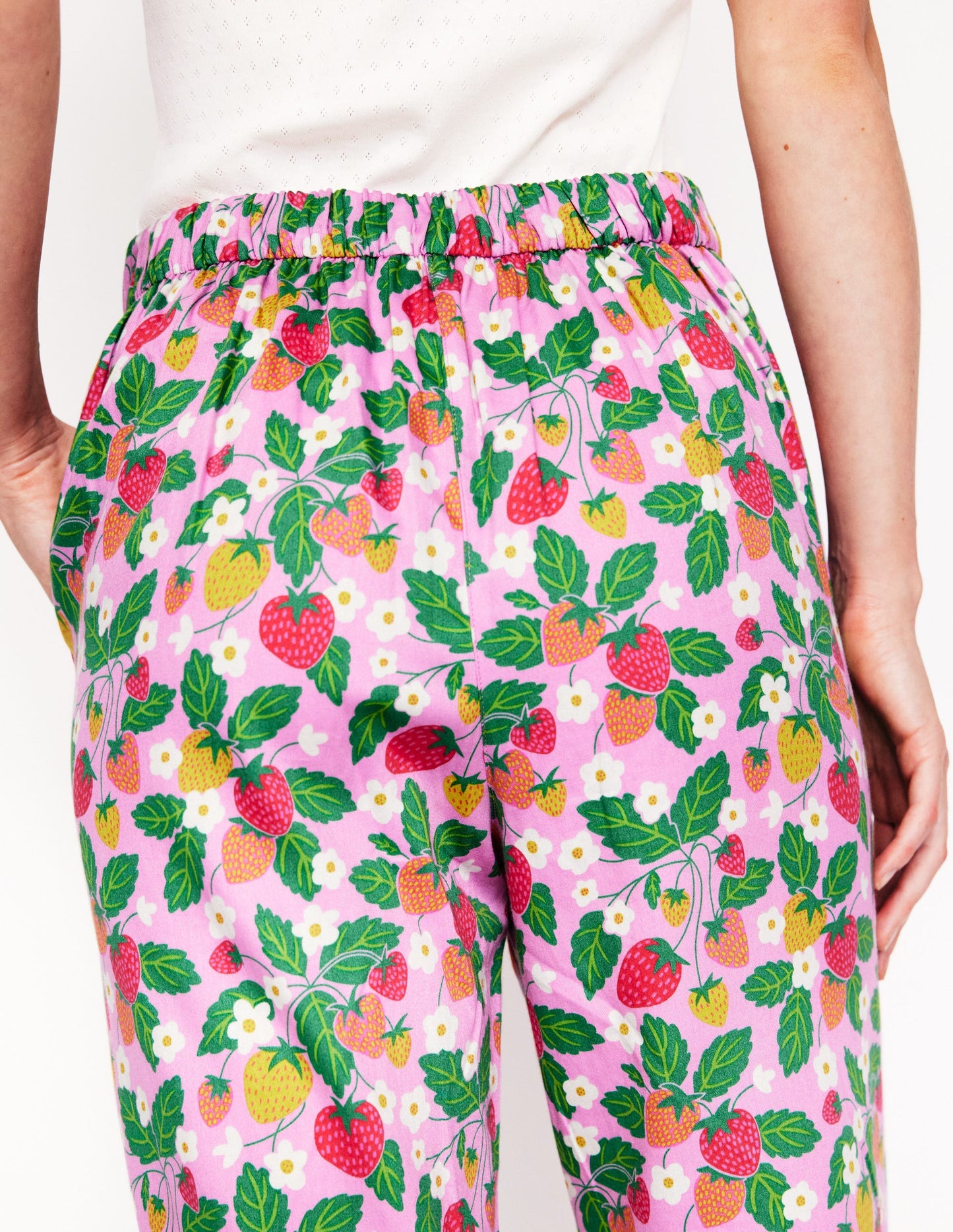 Cotton Sateen Pyjama Trousers-MeadowsweetPink Fruit Paradise