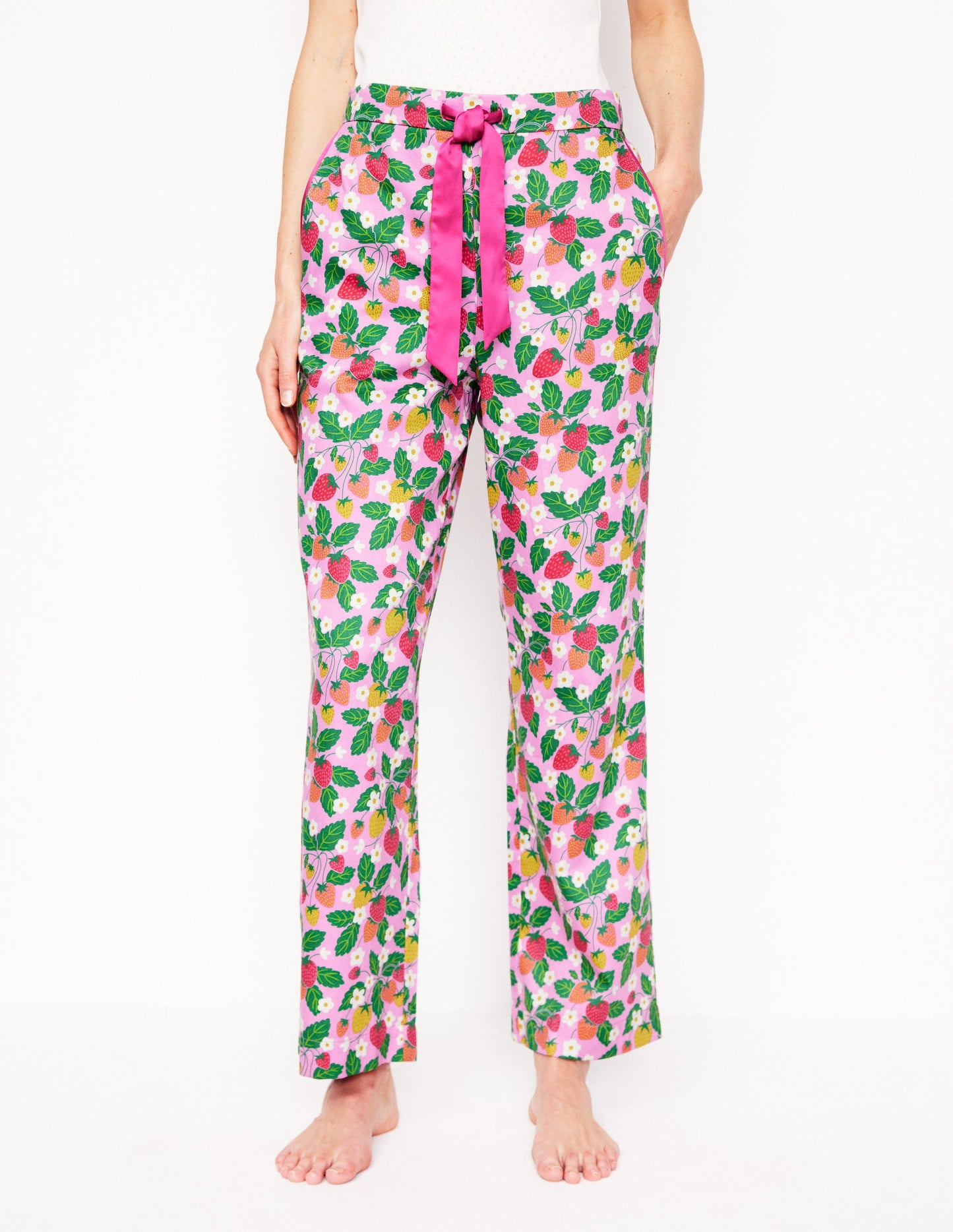 Cotton Sateen Pyjama Trousers-MeadowsweetPink Fruit Paradise