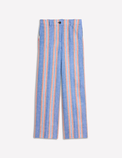 Westbourne Linen Trousers-Peacock Blue, Red Stripe-6