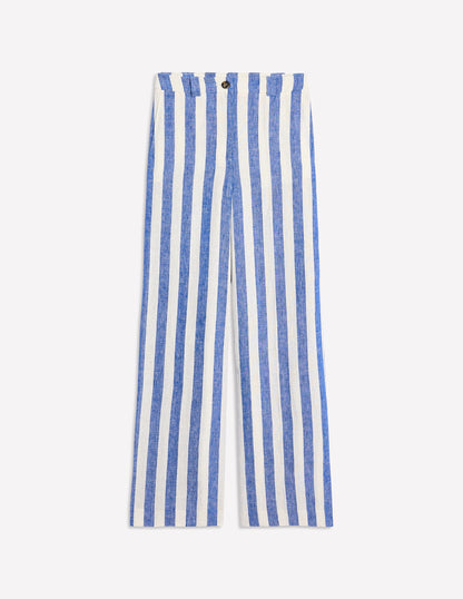 Westbourne Linen Trousers-Bright Blue Stripe