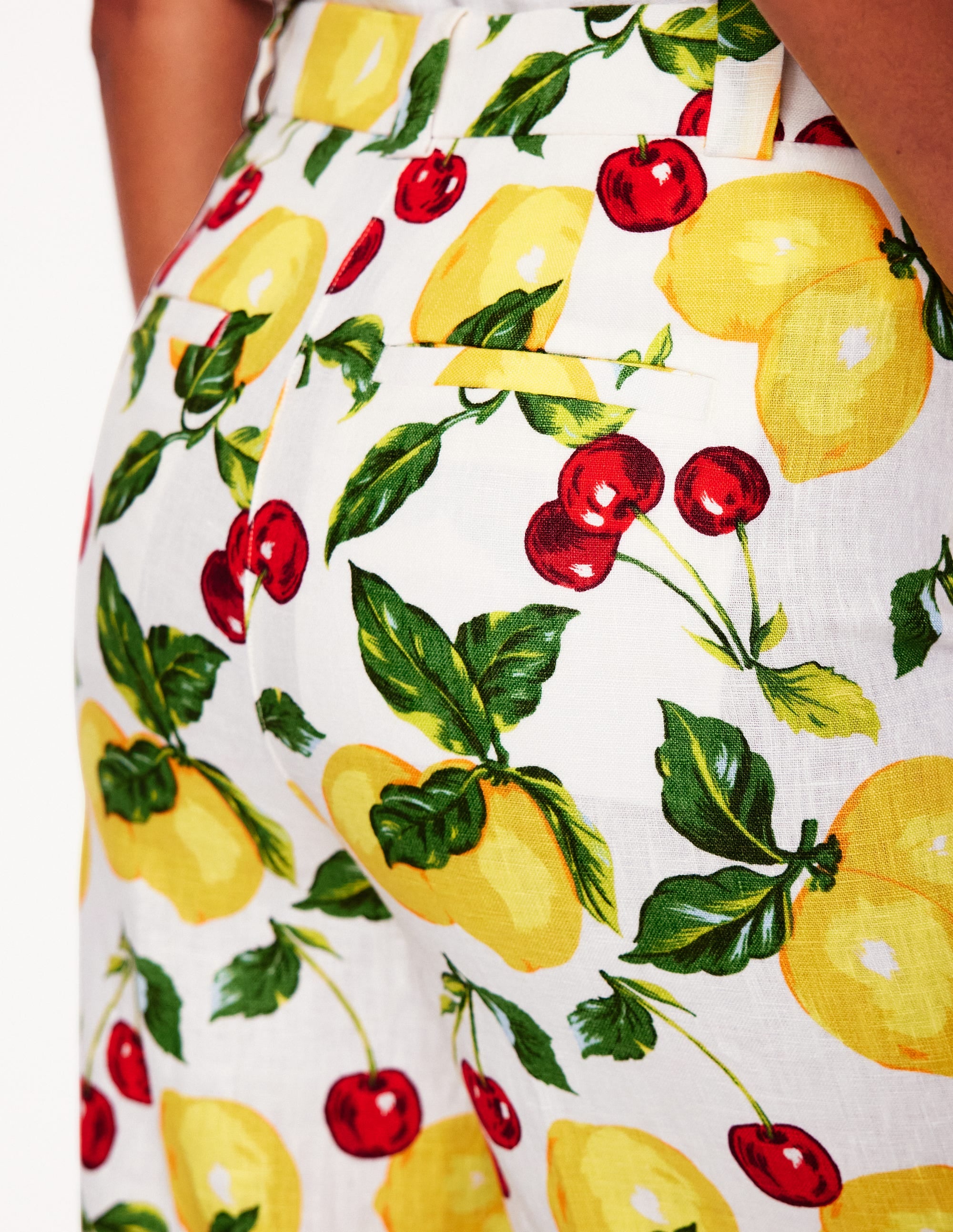 Westbourne Linen Trousers-Ivory, Cherries and Lemons - Image 3