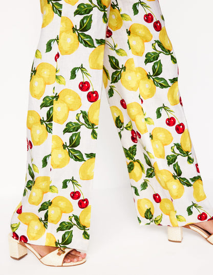 Westbourne Linen Trousers-Multi, Cherries and Lemons