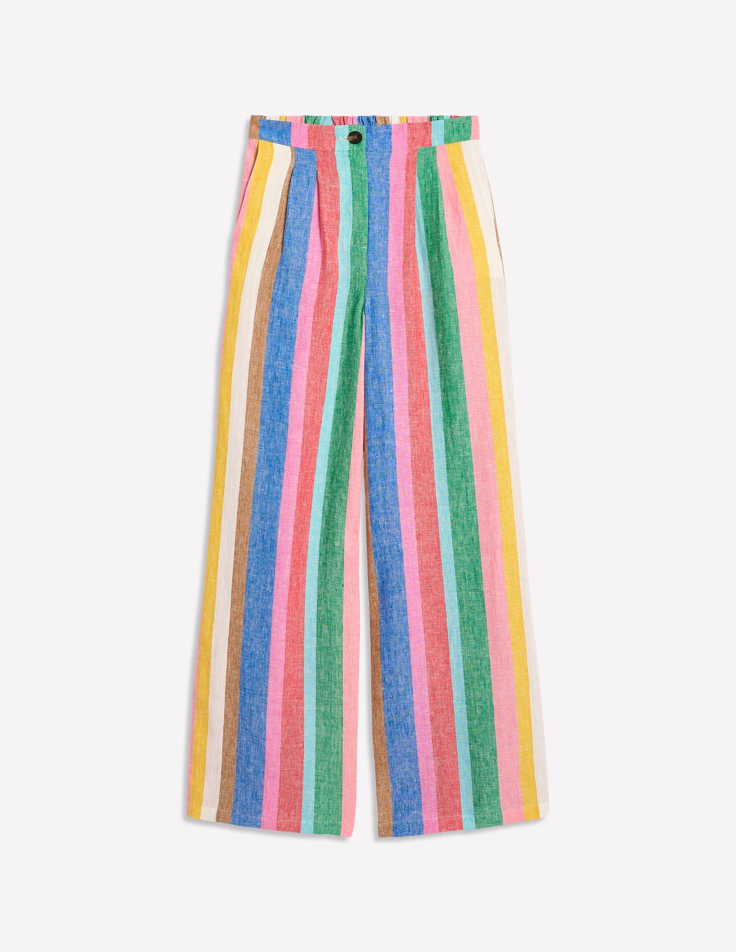 Dulwich Linen Trousers-Bright Rainbow Stripe