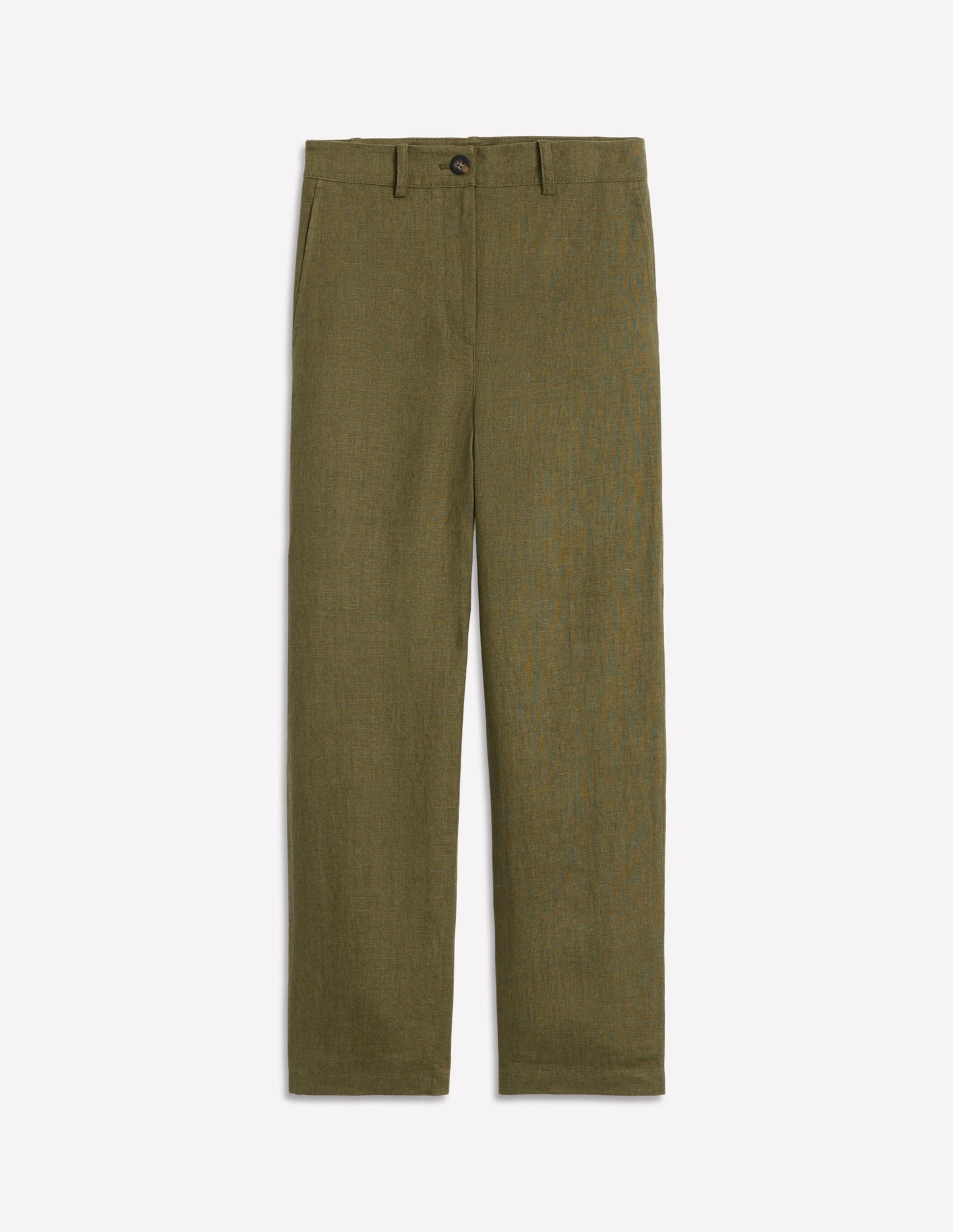 Westbourne Crop Linen Trousers-Woodland Green