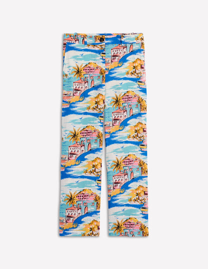 Westbourne Crop Linen Trousers-Multi, Paradise Bay-6