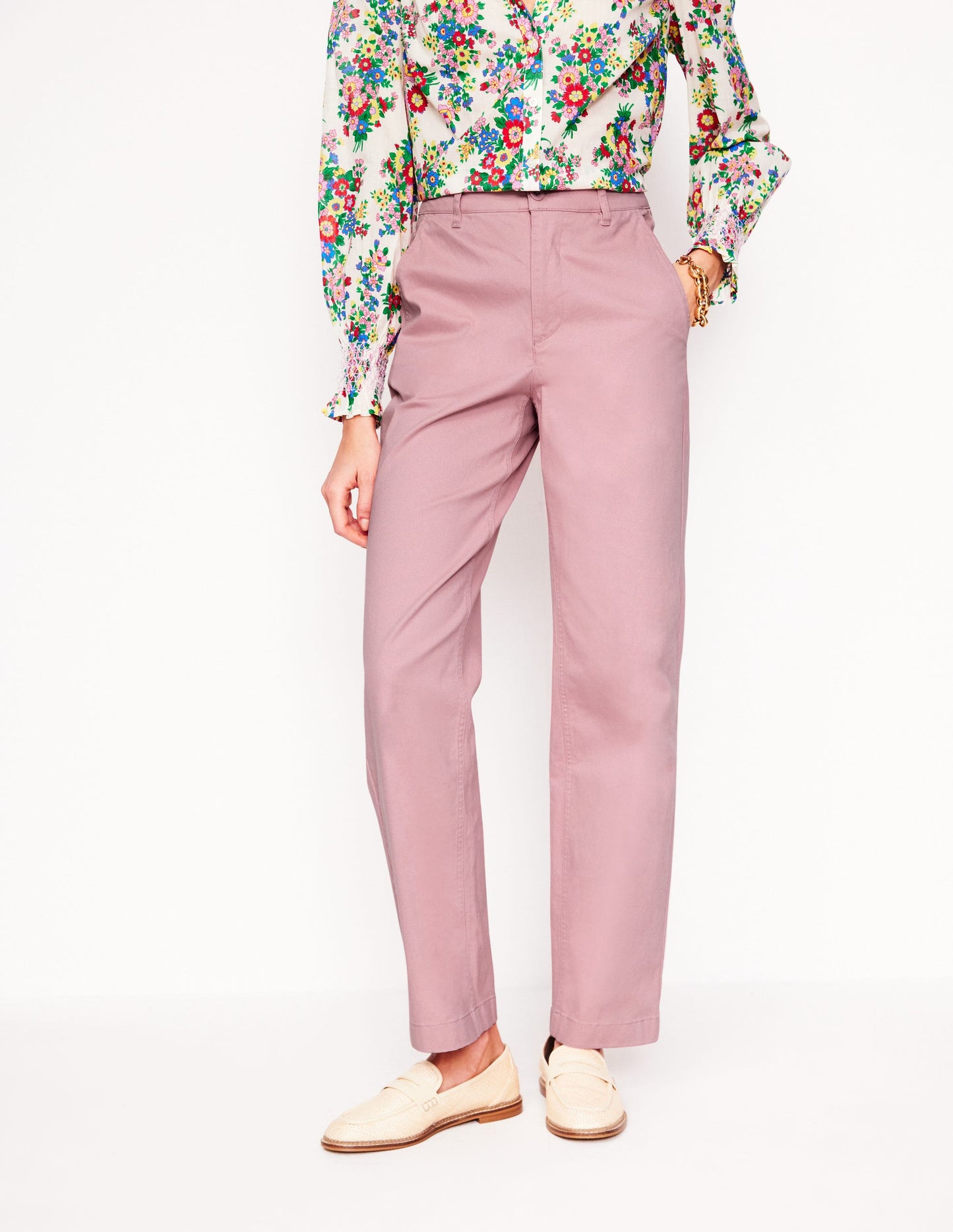 Barnsbury Tape Chino Trousers-Almond Pink