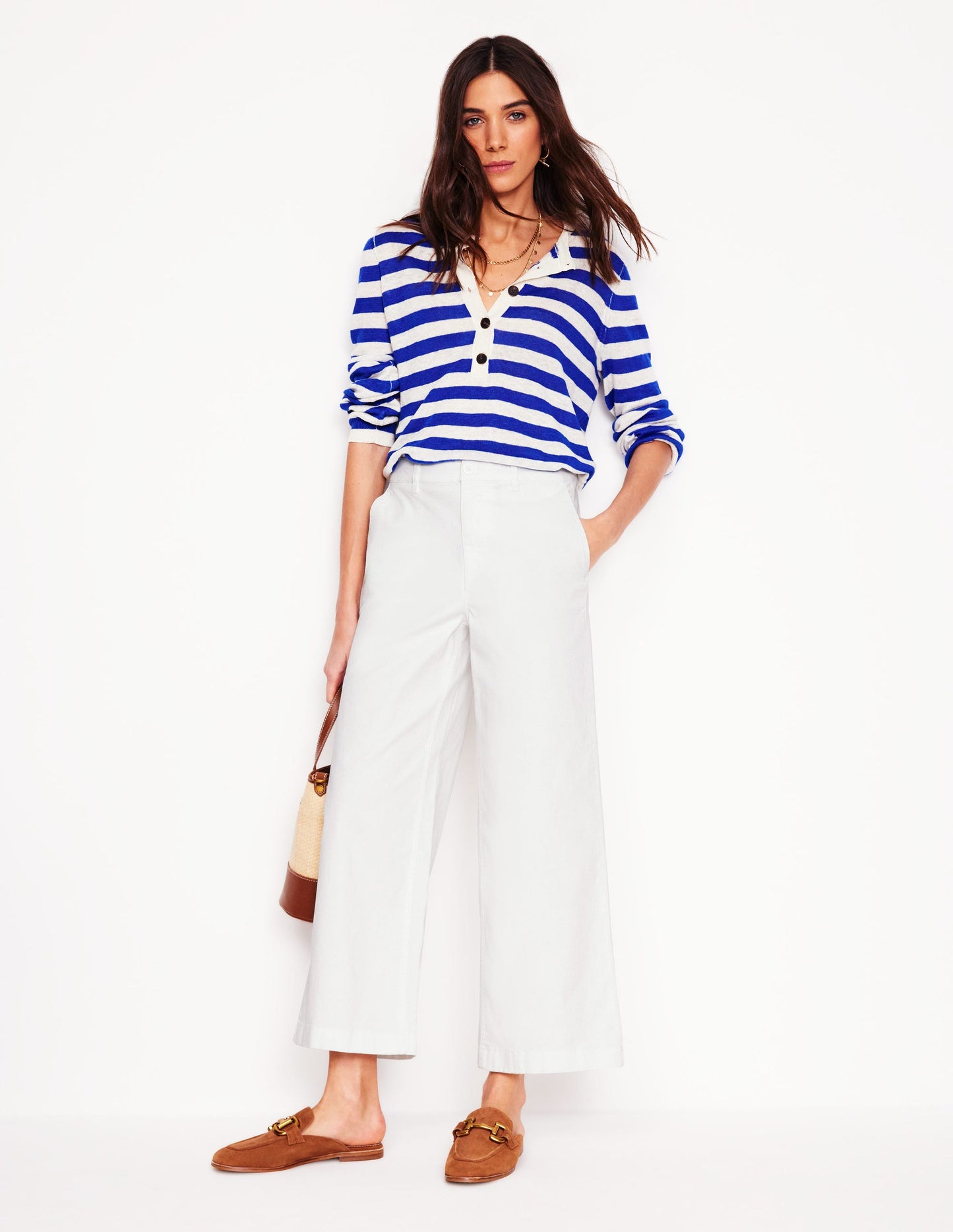 Barnsbury Crop Chino Trousers-White