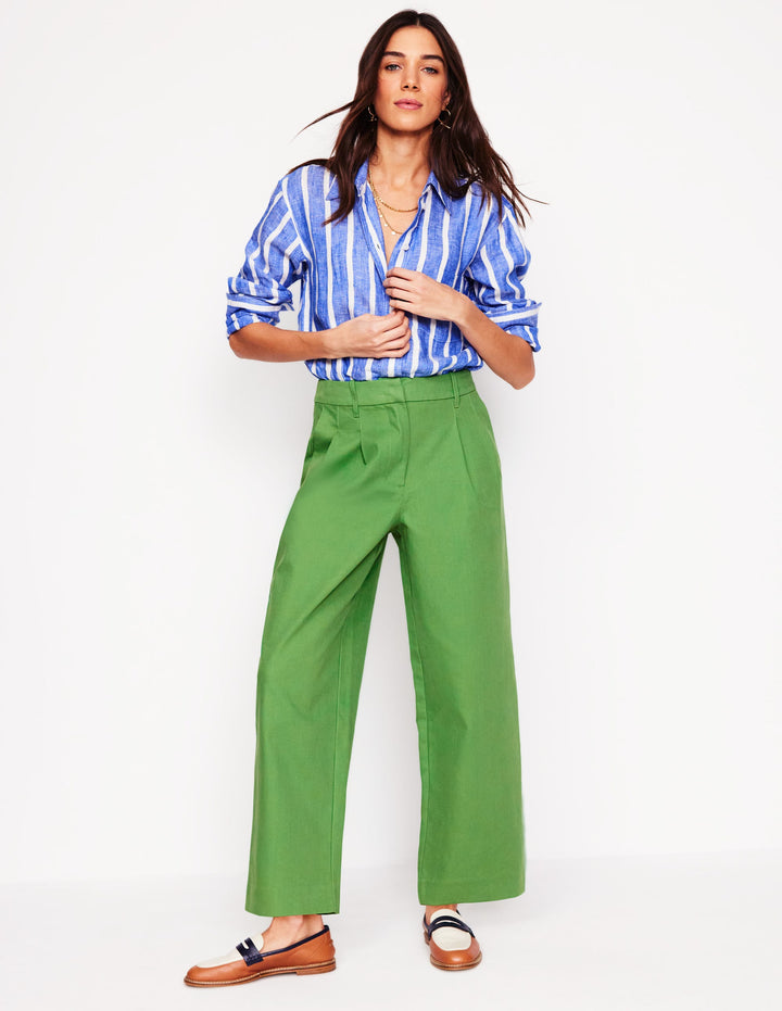 Bloomsbury Cotton Trousers-Paradise Green