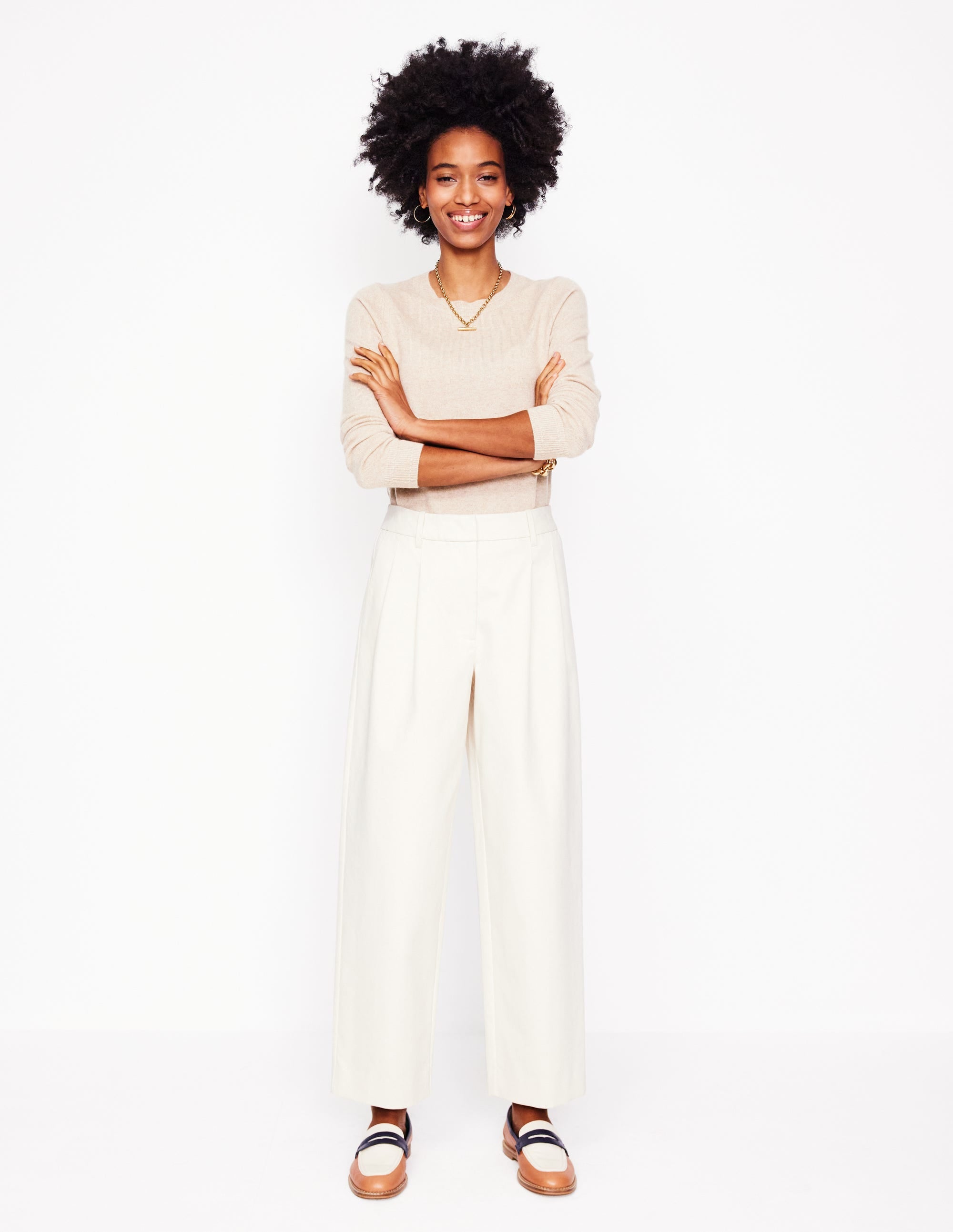 Bloomsbury Cotton Trousers-Off White - Image 1