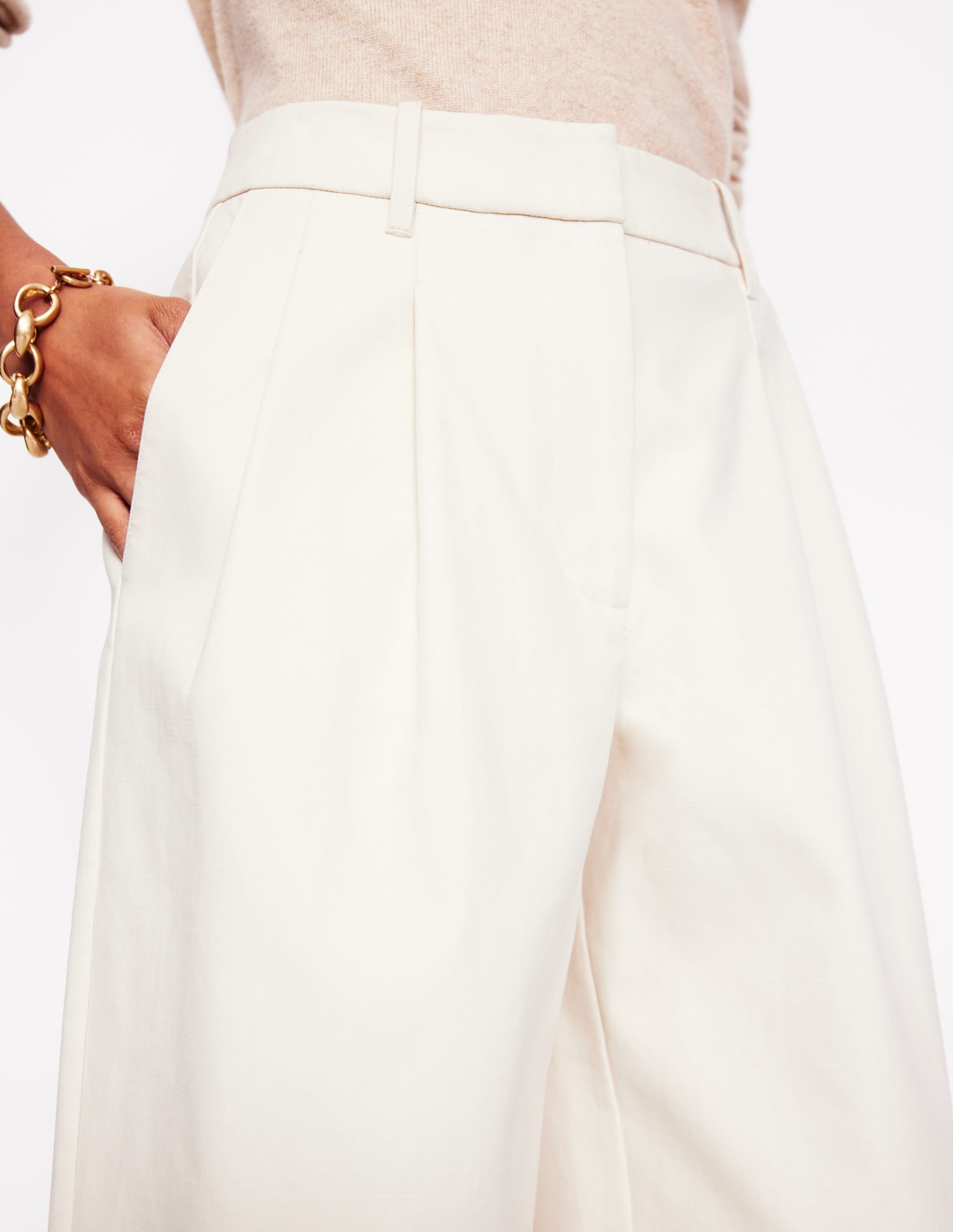 Bloomsbury Cotton Trousers-Off White - Image 2