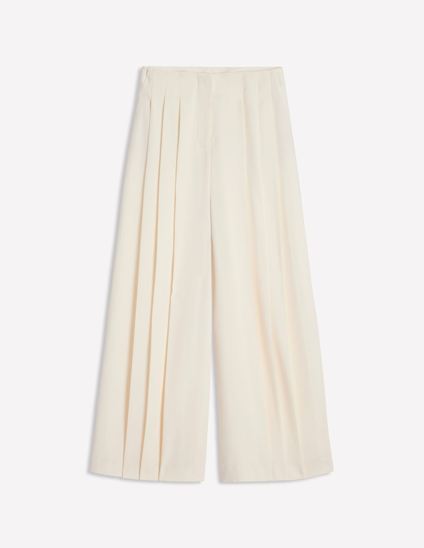 Pleated Wide Leg Trousers-Ivory