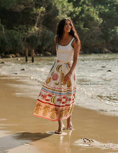Verity Linen Midi Skirt-Multi, Tropical Bonanza-5
