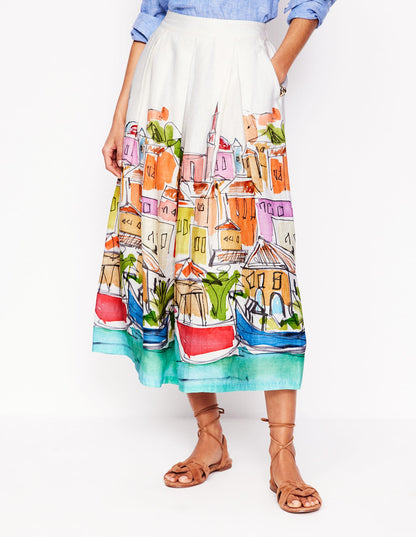 Verity Linen Midi Skirt-Multi, Rainbow Village