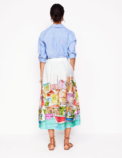 Verity Linen Midi Skirt-Multi, Rainbow Village