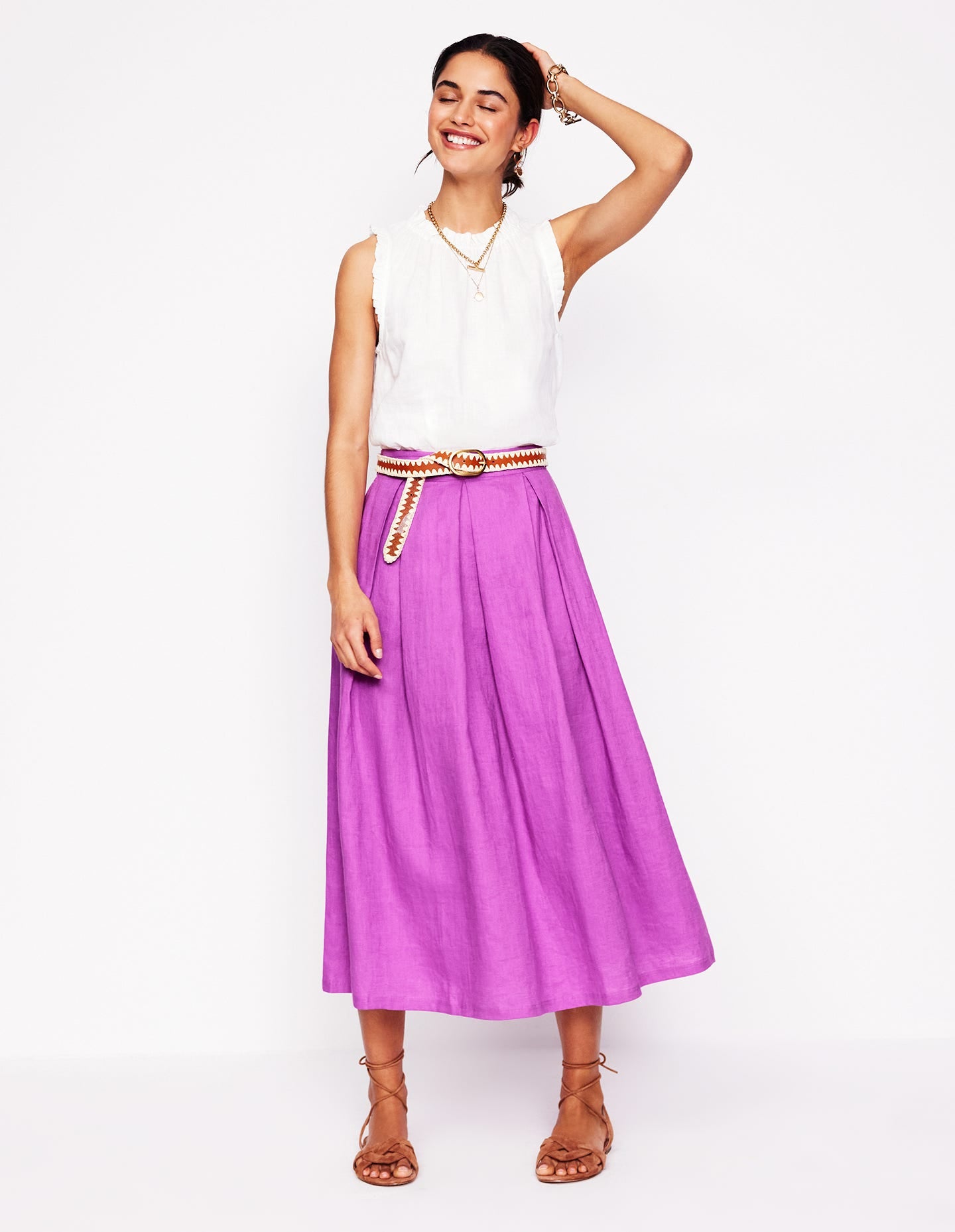 Verity Linen Midi Skirt-Foxglove Purple - Image 1