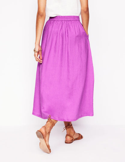 Verity Linen Midi Skirt-Foxglove Purple