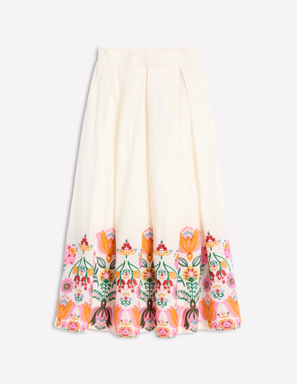 Verity Embroidered Linen Skirt-Ivory-7