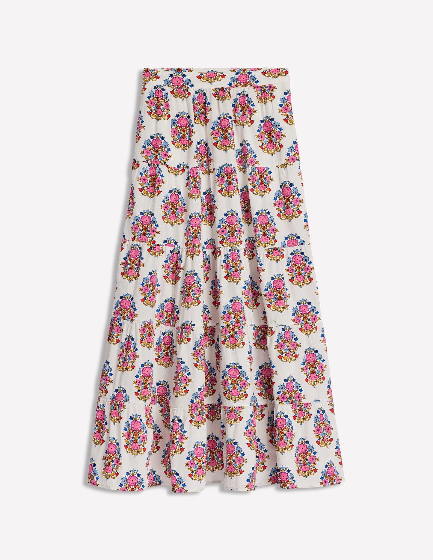 Nadia Poplin Maxi Skirt-Ivory, Wildflower Stamp