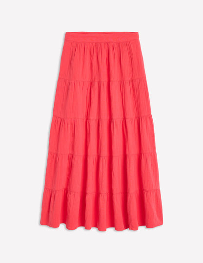 Nadia Double Cloth Maxi Skirt-Jam Red