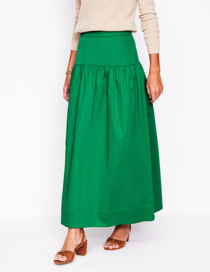 Yoke Detail Maxi Skirt-Rich Emerald