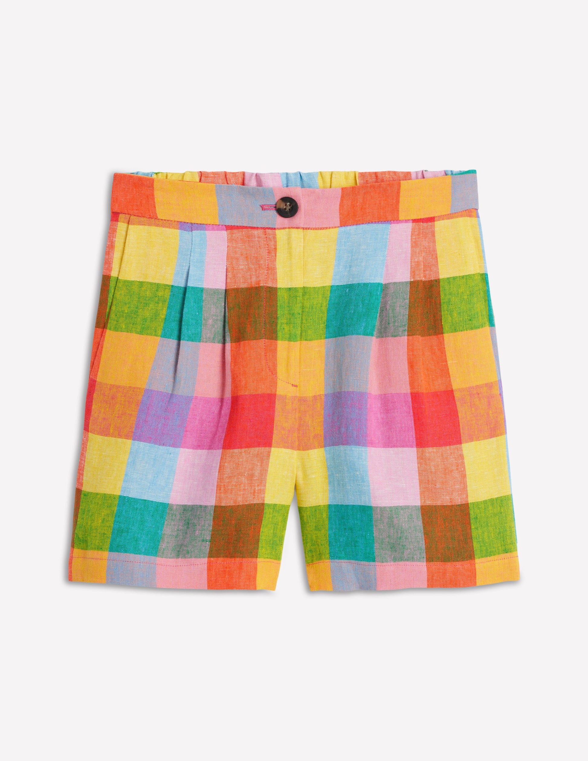Dulwich Linen Shorts-Rainbow Multigingham-6