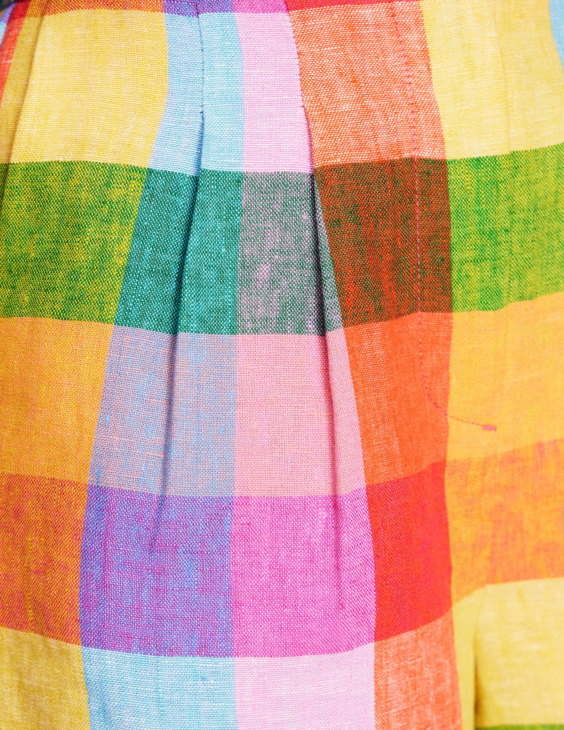 Dulwich Linen Shorts-Rainbow Multigingham-3