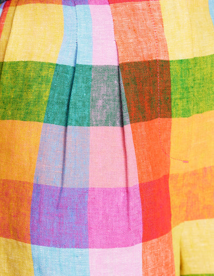 Dulwich Linen Shorts-Rainbow Multigingham-3