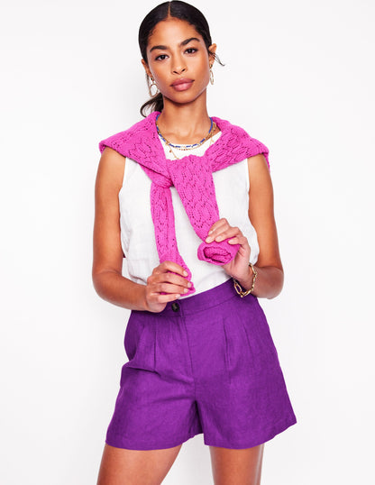 Dulwich Linen Shorts-Royal Purple-1
