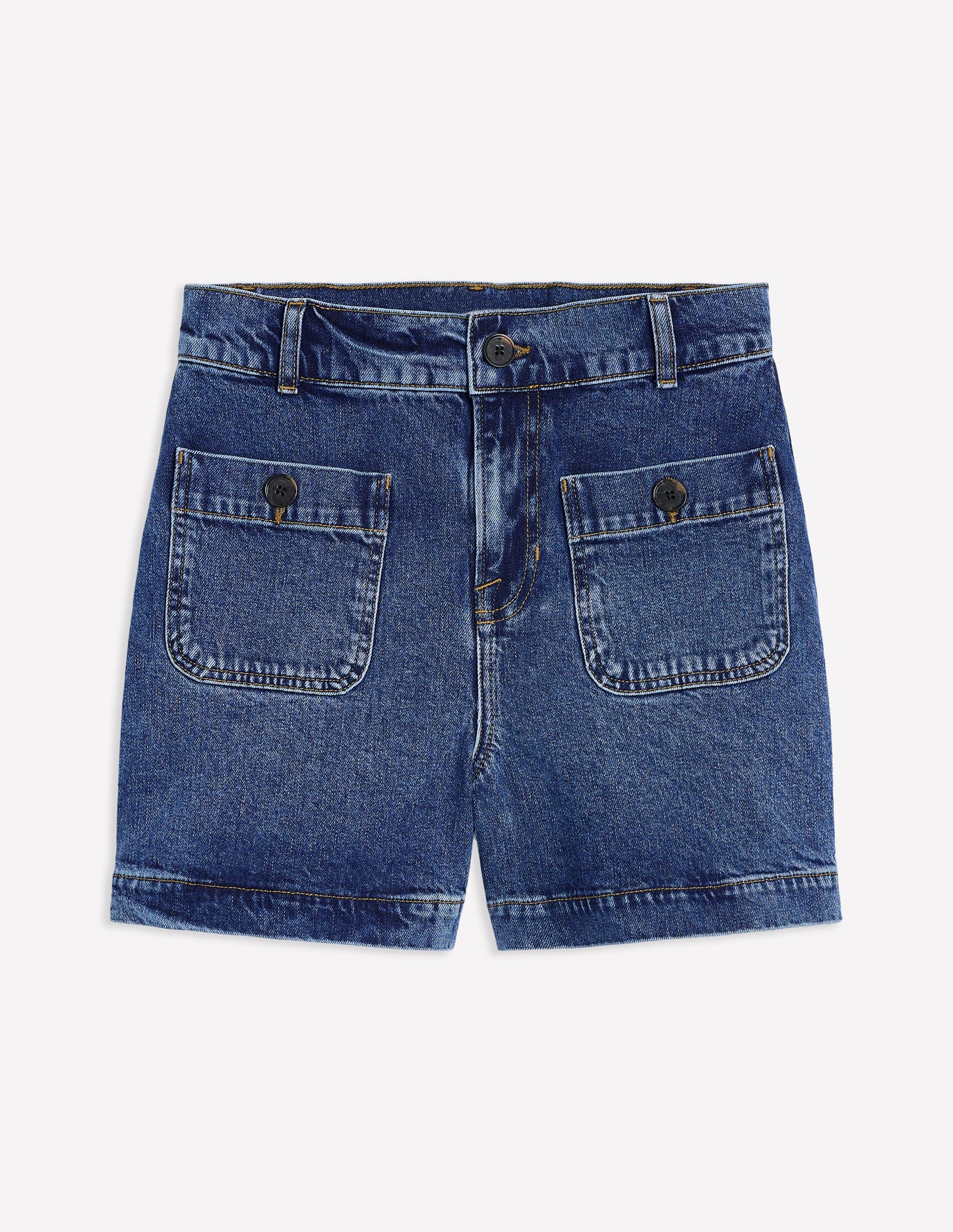 Pocket Front Denim Shorts-Mid Vintage