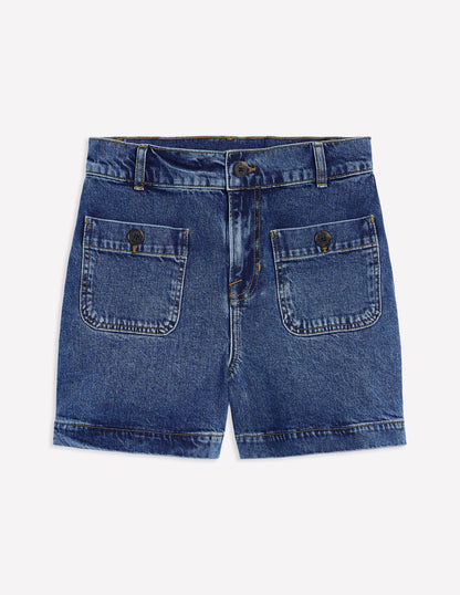 Pocket Front Denim Shorts-Mid Vintage