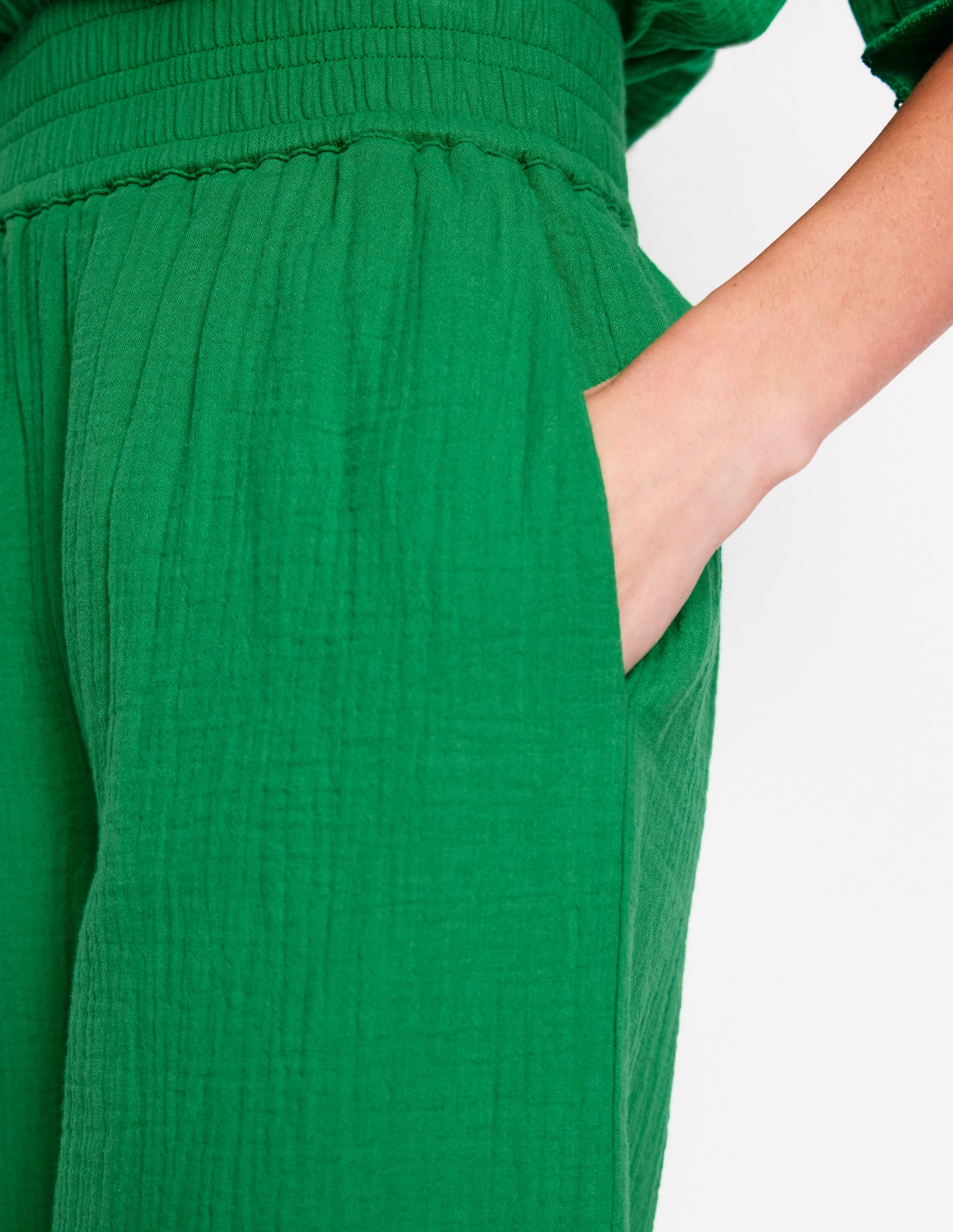 Cropped Double Cloth Trousers-Sapling Green - Image 5