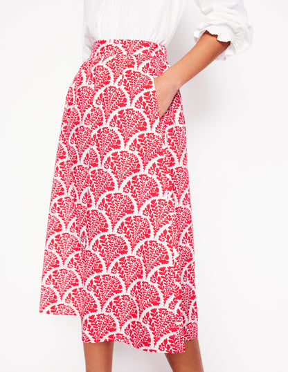 Hattie Poplin Midi Skirt-Jam Red, Blossomy-2