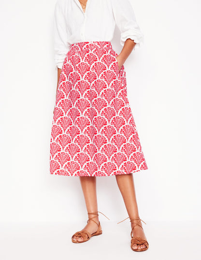 Hattie Poplin Midi Skirt-Jam Red, Blossomy-4