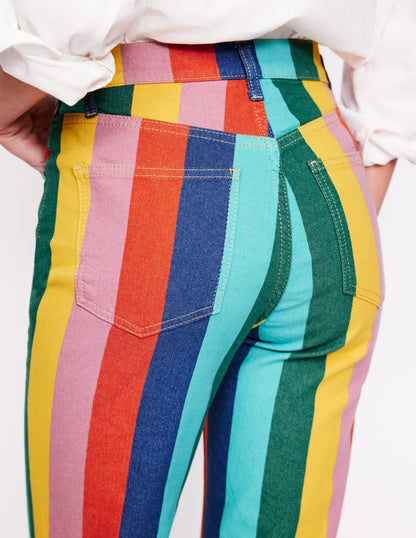 High Rise Stripe Jeans-Multi Stripe-3