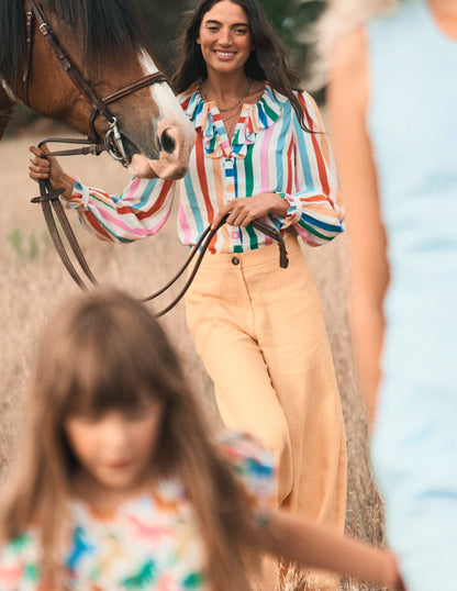 Wide Crop Linen Trousers-Summers Sun Yellow-2