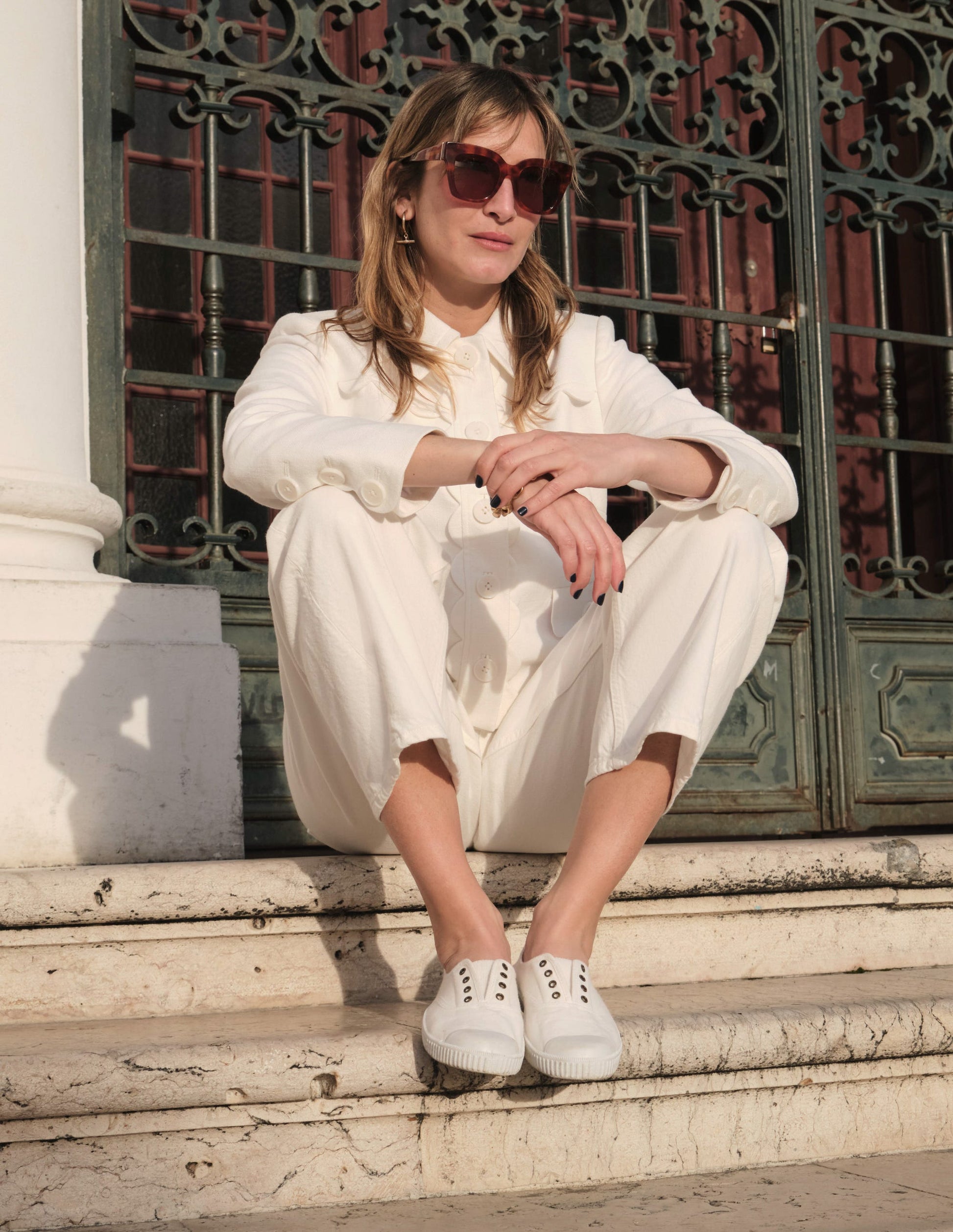 Barrel Leg Jeans-White-6