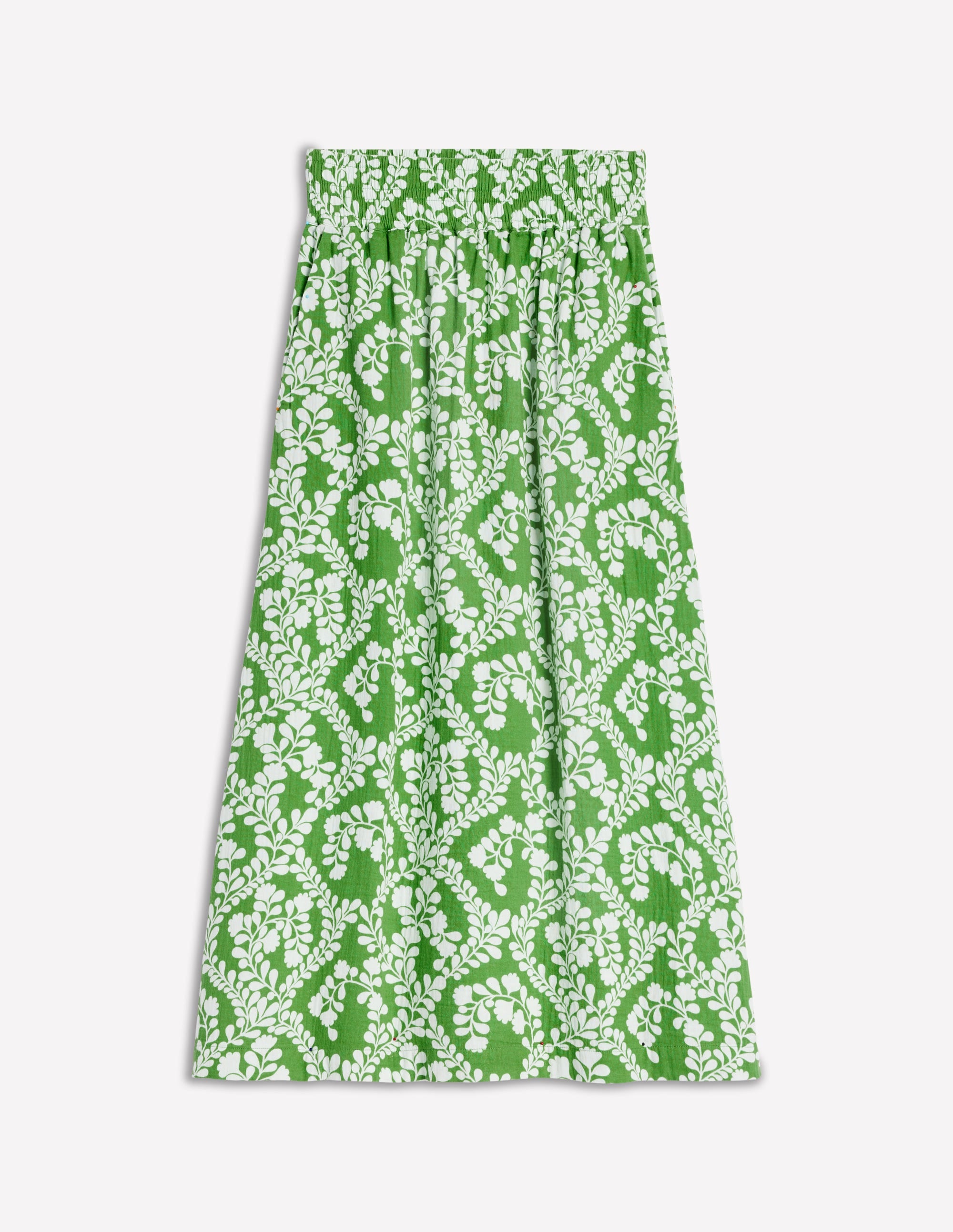 Double Cloth Smocked Skirt-Paradise Green,Vine Silhouette - Image 5