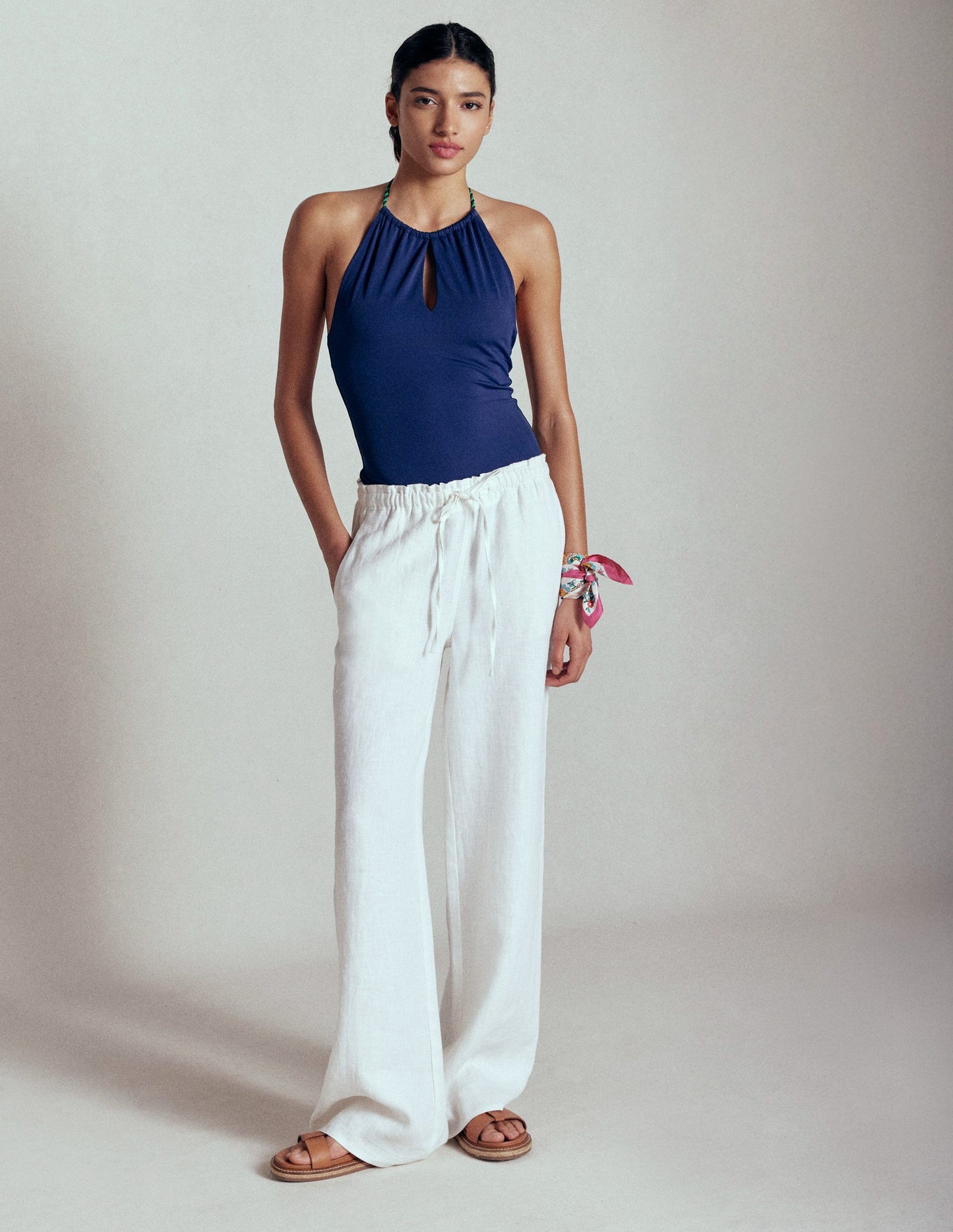 Islington Linen Trousers-White