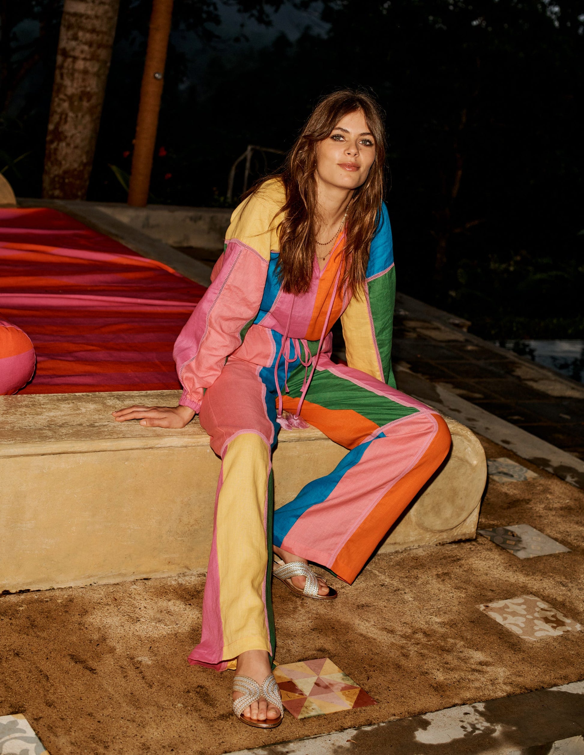 Islington Linen Trousers-Multi Colourblock-5