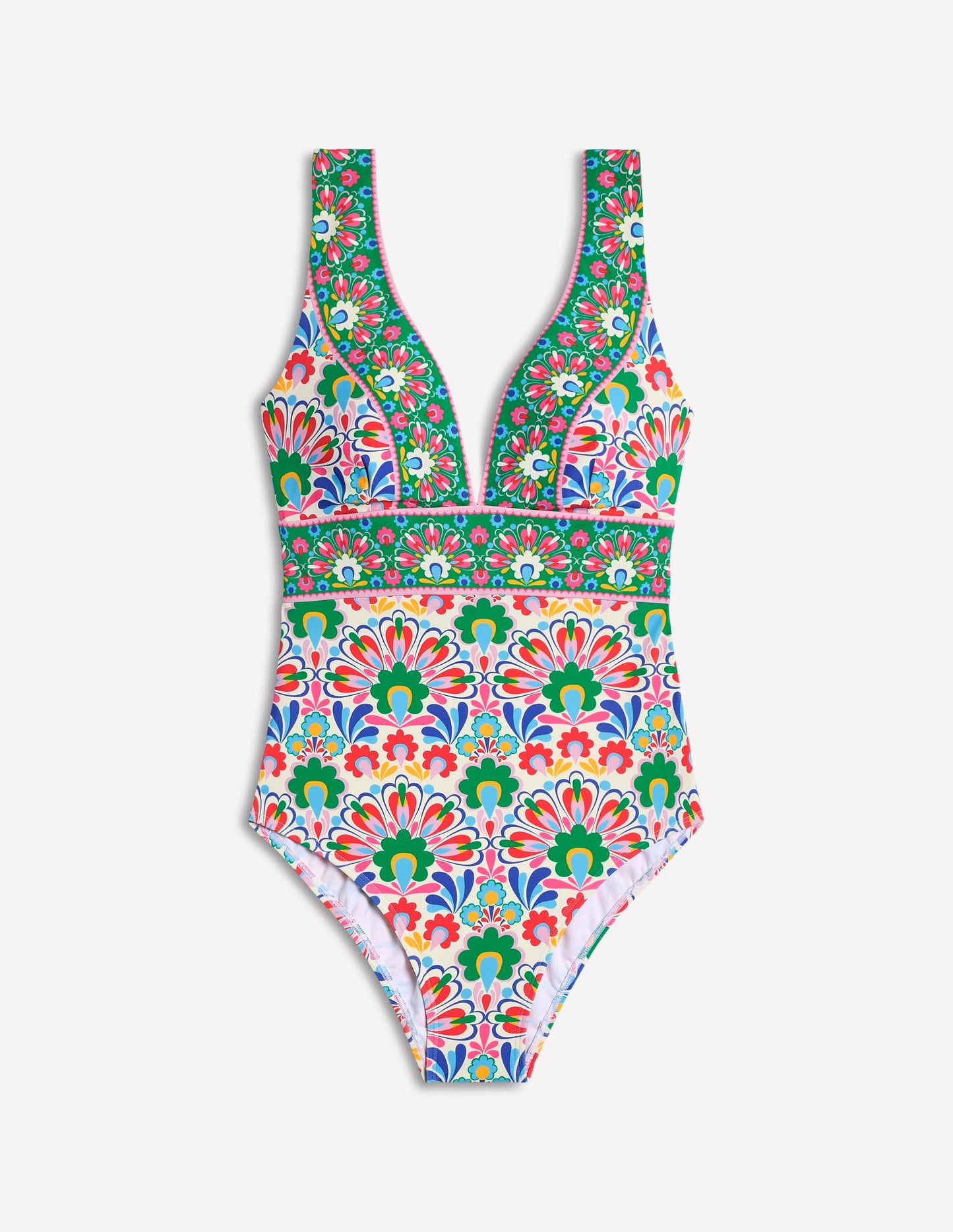 Porto V-Neck Swimsuit-Multi, Decorative Dandelion